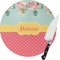 Easter Birdhouses Round Glass Cutting Board (Personalized)
