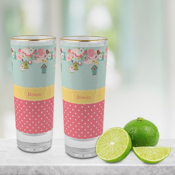 Easter Birdhouses Glass Shot Glass - 2 oz - LIFESTYLE