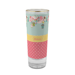 Easter Birdhouses 2 oz Shot Glass - Glass with Gold Rim (Personalized)