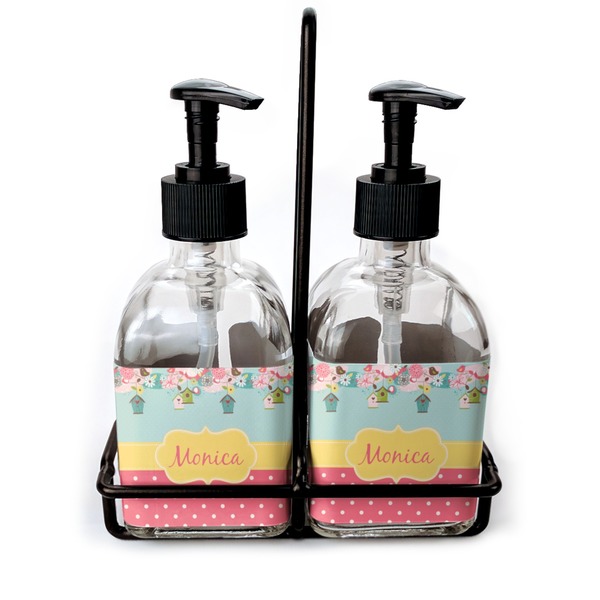 Custom Easter Birdhouses Glass Soap & Lotion Bottle Set (Personalized)