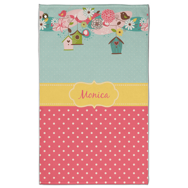 Custom Easter Birdhouses Golf Towel - Poly-Cotton Blend - Large w/ Name or Text