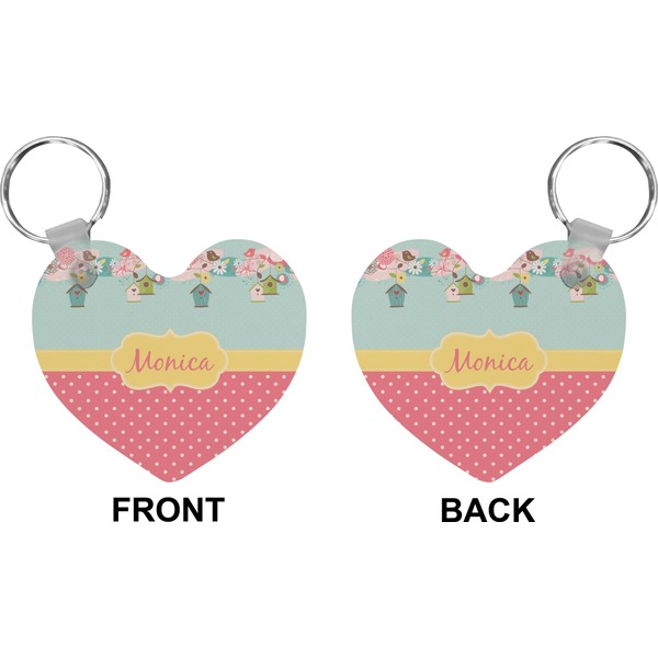 Easter Birdhouses Heart Keychain (Front + Back)