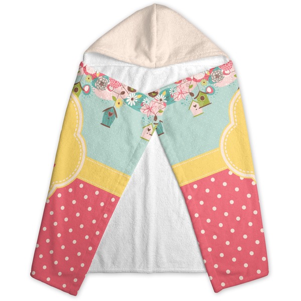 Easter Birdhouses Hooded Towel - Folded