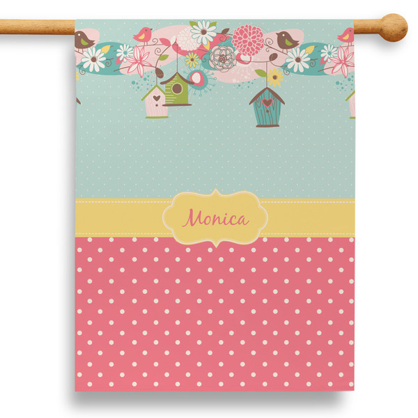 Custom Easter Birdhouses 28" House Flag (Personalized)