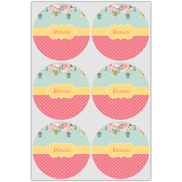 Easter Birdhouses Icing Circle - Large - Set of 6