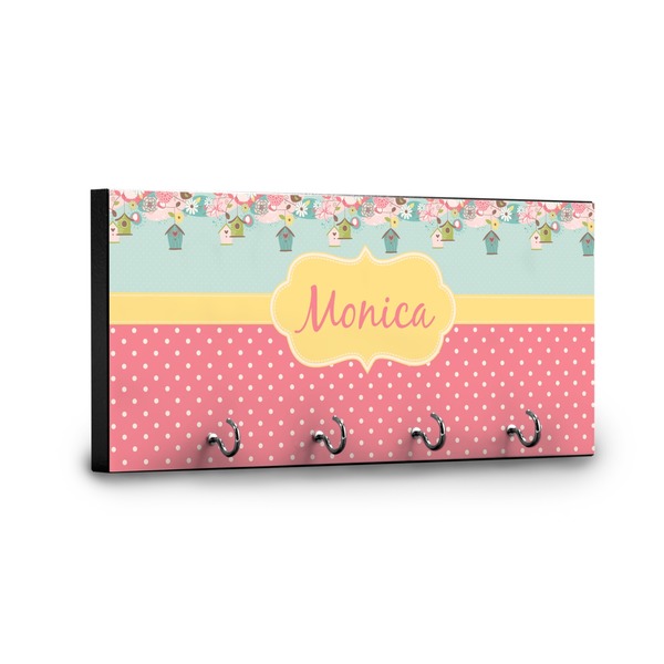 Easter Birdhouses Key Hanger - Front View with Hooks