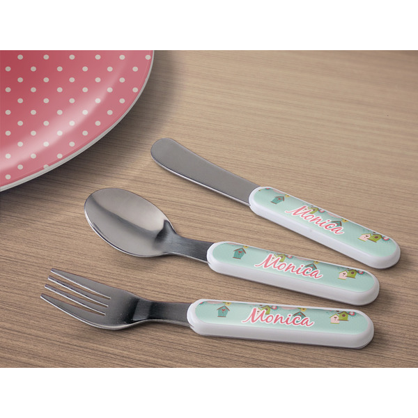 Easter Birdhouses Kids Flatware w/ Plate