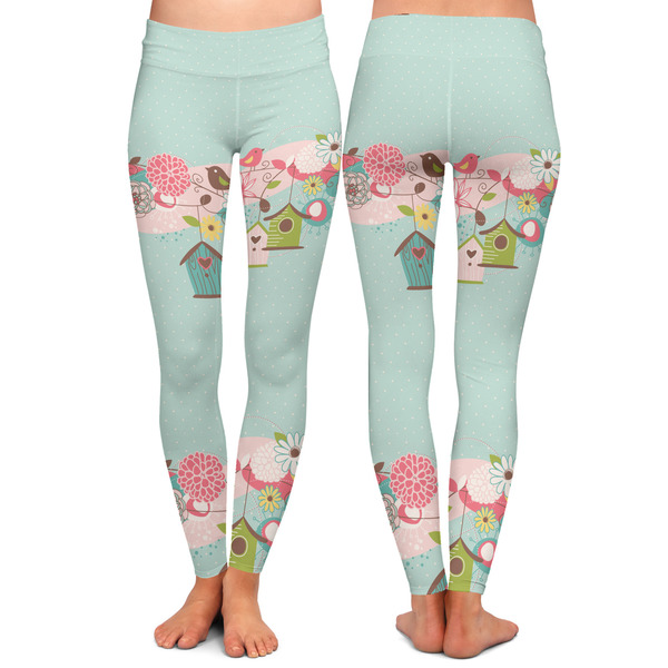 Easter Birdhouses Ladies Leggings - Front and Back