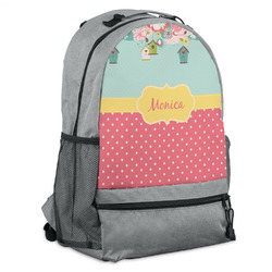 Easter Birdhouses Backpack - Grey (Personalized)