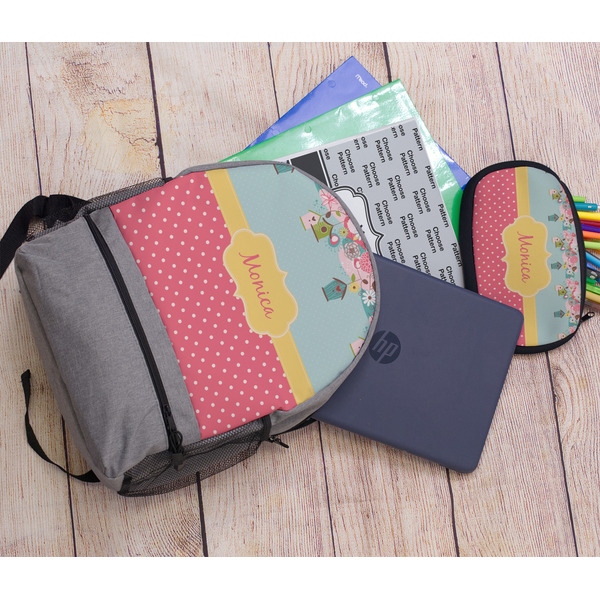 Easter Birdhouses Large Backpack - Gray - With Stuff