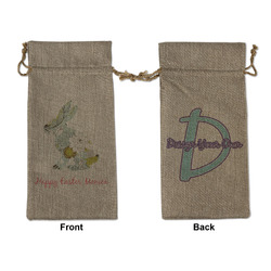 Easter Birdhouses Large Burlap Gift Bag - Front & Back (Personalized)
