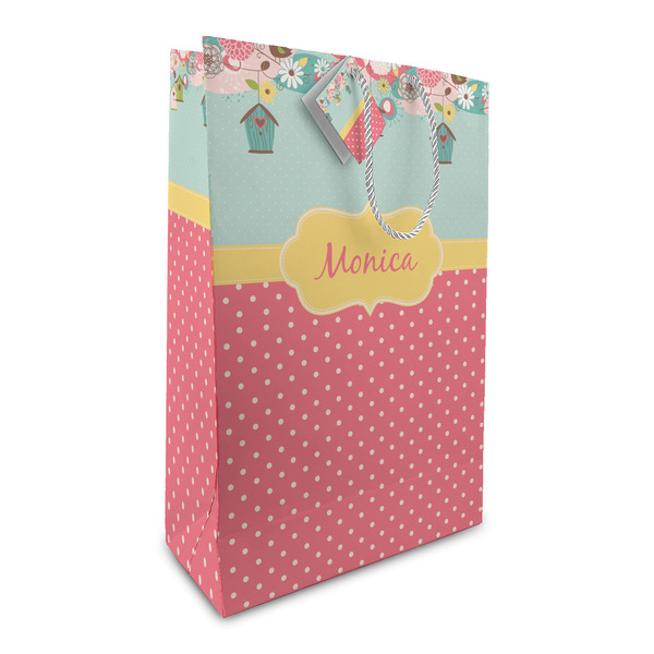 Custom Easter Birdhouses Large Gift Bag (Personalized)