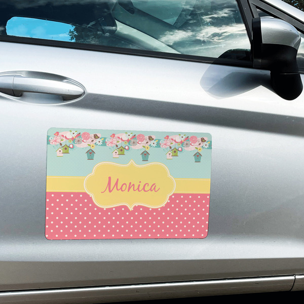 Easter Birdhouses Large Rectangle Car Magnets- In Context