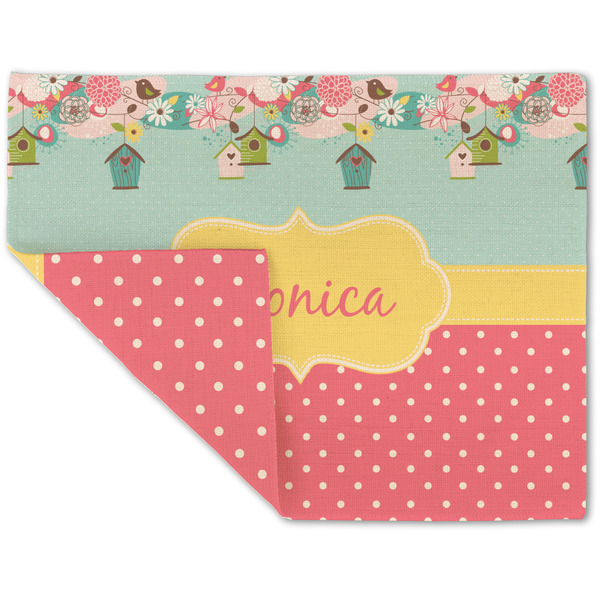 Easter Birdhouses Linen Placemat - Folded Corner (double side)