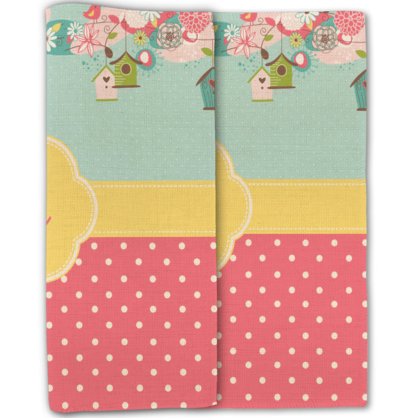 Easter Birdhouses Linen Placemat - Folded Half (double sided)