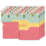 Easter Birdhouses Linen Placemat w/ Name or Text