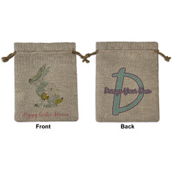 Easter Birdhouses Medium Burlap Gift Bag - Front & Back (Personalized)