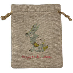 Easter Birdhouses Medium Burlap Gift Bag - Front (Personalized)