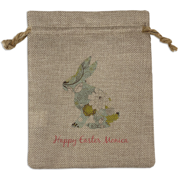Custom Easter Birdhouses Burlap Gift Bag (Personalized)