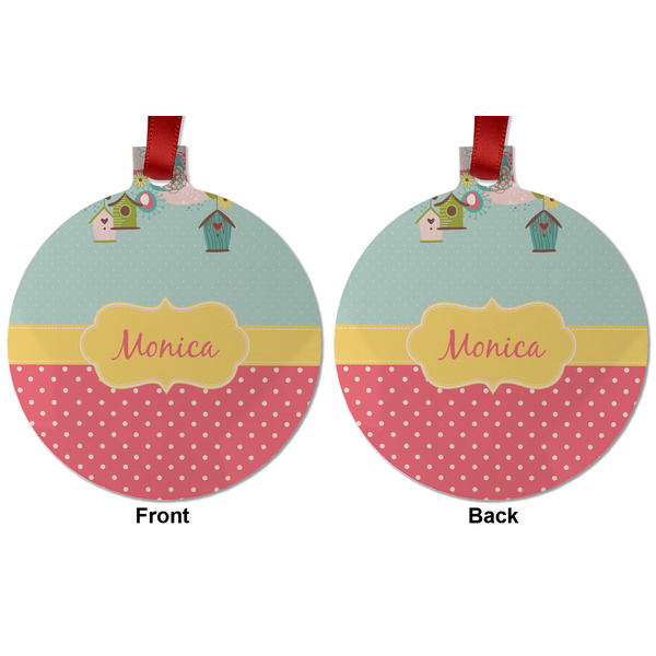 Easter Birdhouses Metal Ball Ornament - Front and Back