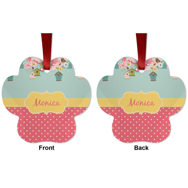 Easter Birdhouses Metal Paw Ornament - Front and Back