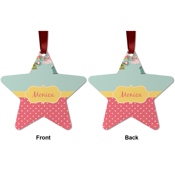 Easter Birdhouses Metal Star Ornament - Front and Back