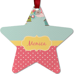 Easter Birdhouses Metal Star Ornament - Double Sided w/ Name or Text