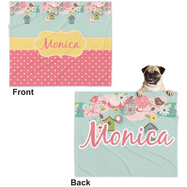 Easter Birdhouses Microfleece Dog Blanket - Large- Front & Back