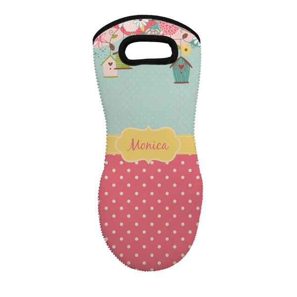 Custom Easter Birdhouses Neoprene Oven Mitt - Single w/ Name or Text