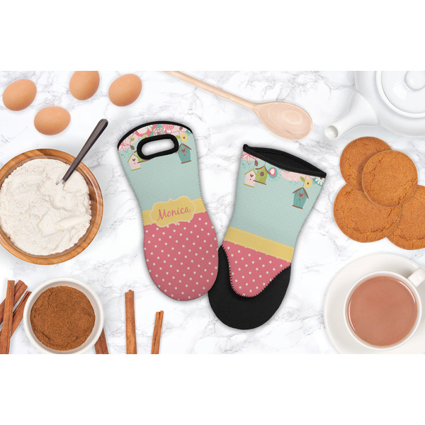 Easter Birdhouses Neoprene Oven Mitt - Lifestyle Image