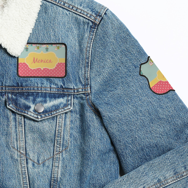 Easter Birdhouses Patches Lifestyle Jean Jacket Detail