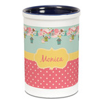 Easter Birdhouses Ceramic Pencil Holders - Blue