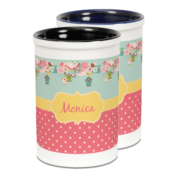 Custom Easter Birdhouses Ceramic Pencil Holder - Large