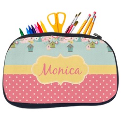 Easter Birdhouses Neoprene Pencil Case - Medium w/ Name or Text