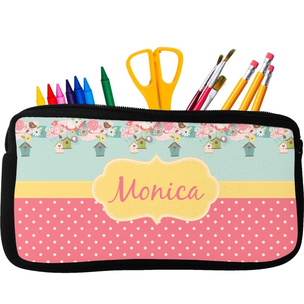 Custom Easter Birdhouses Neoprene Pencil Case (Personalized)