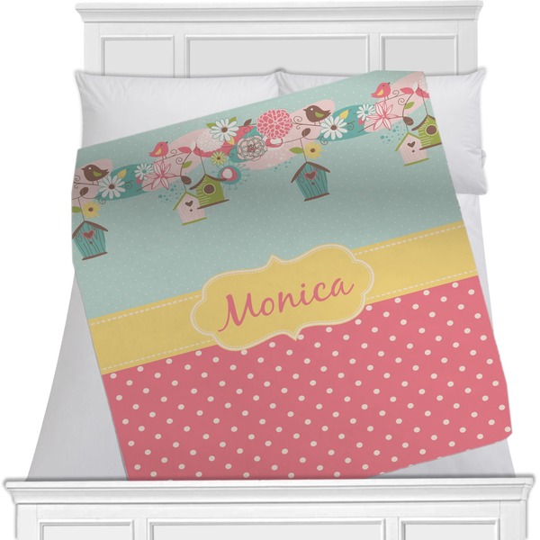 Custom Easter Birdhouses Minky Blanket - Toddler / Throw - 60"x50" - Single Sided (Personalized)