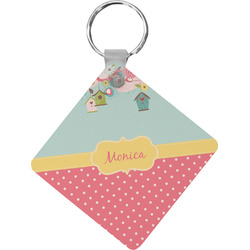 Easter Birdhouses Diamond Plastic Keychain w/ Name or Text