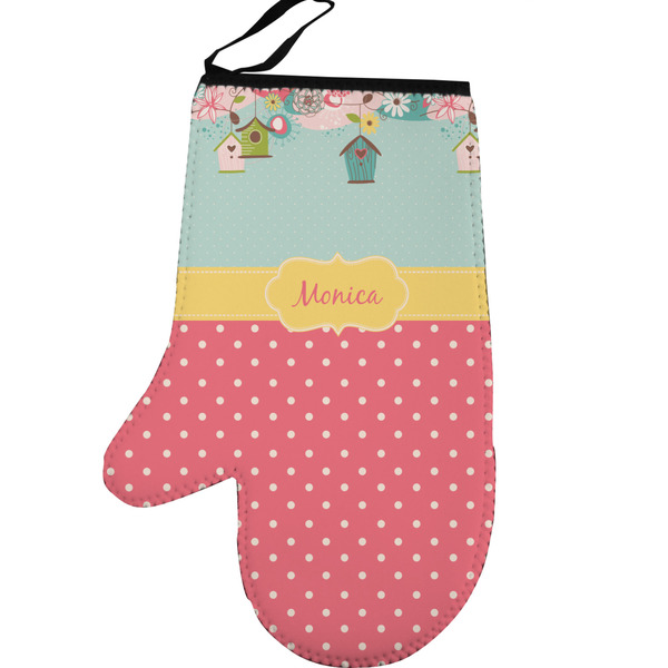 Easter Birdhouses Personalized Oven Mitt - Left