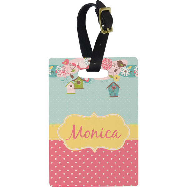 Custom Easter Birdhouses Plastic Luggage Tag - Rectangular w/ Name or Text