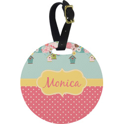 Easter Birdhouses Plastic Luggage Tag - Round (Personalized)