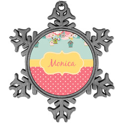 Easter Birdhouses Vintage Snowflake Ornament (Personalized)