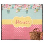 Easter Birdhouses Outdoor Picnic Blanket (Personalized)