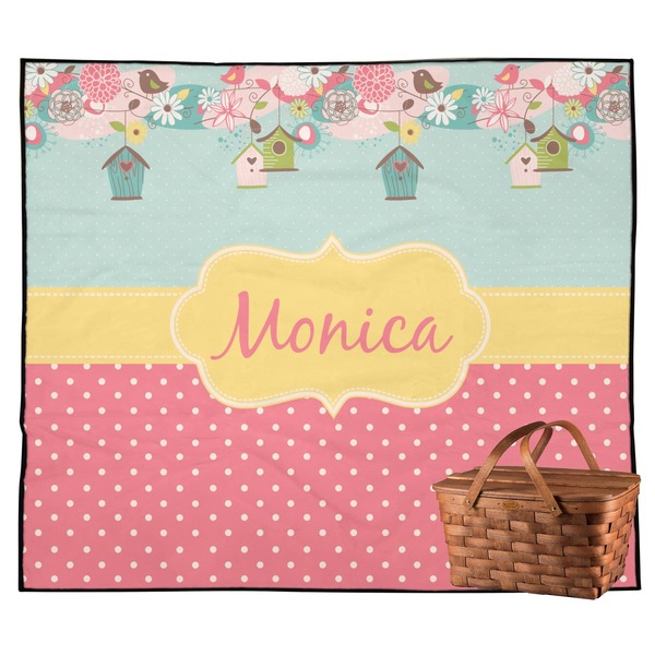 Custom Easter Birdhouses Outdoor Picnic Blanket (Personalized)
