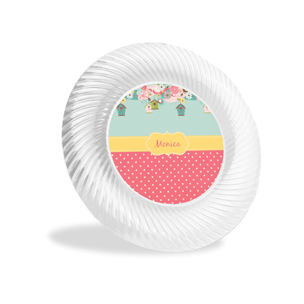 Custom Easter Birdhouses Plastic Party Appetizer & Dessert Plates - 6" (Personalized)