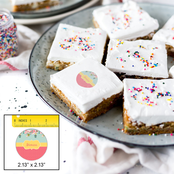 Easter Birdhouses Printed Icing Circle - Small - In Context