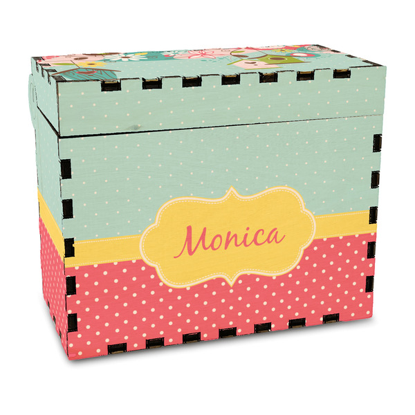 Custom Easter Birdhouses Wood Recipe Box - Full Color Print (Personalized)