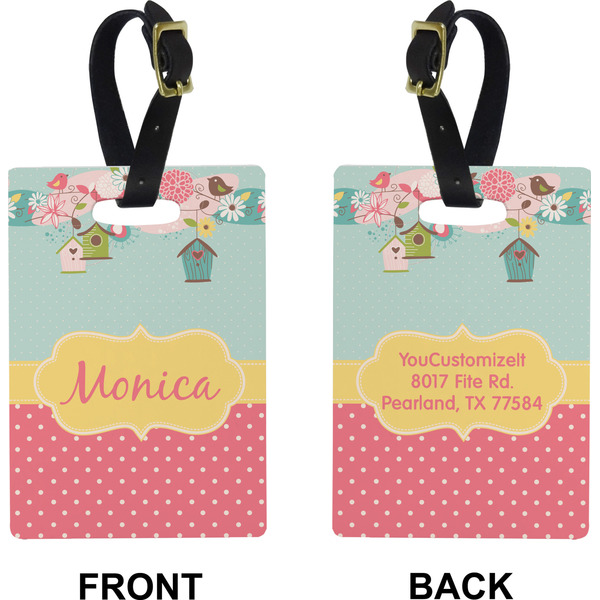 Easter Birdhouses Rectangle Luggage Tag (Front + Back)
