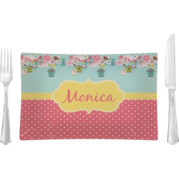 Custom Easter Birdhouses Rectangular Glass Lunch / Dinner Plate - Single or Set (Personalized)