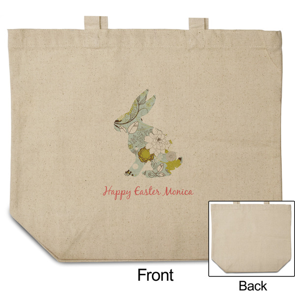 Easter Birdhouses Reusable Cotton Grocery Bag - Front & Back View