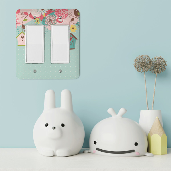 Easter Birdhouses Rocker Light Switch Covers - Double - IN CONTEXT